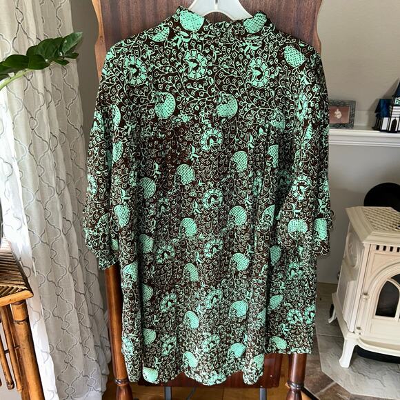 Vintage we be bop women’s 4x tunic top button up Hawaiian teal - Picture 8 of 12